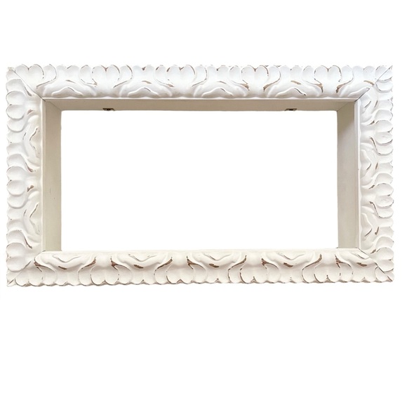 Hobby Lobby White Distressed Ornate Wood Composite Box Wall Frame Shelf - Picture 3 of 16